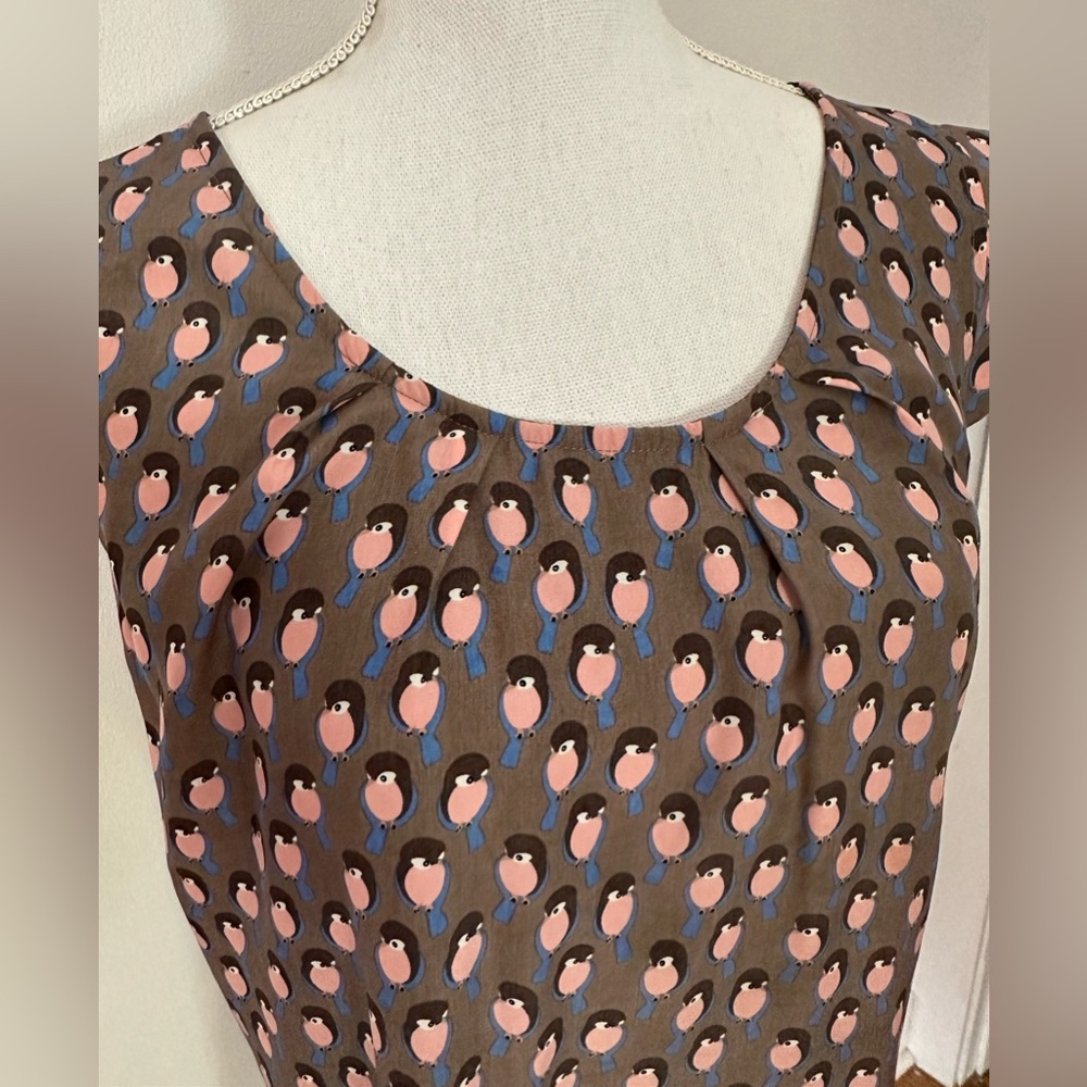 Anthropologie Bluebird Print Tulle Shift Dress Large
